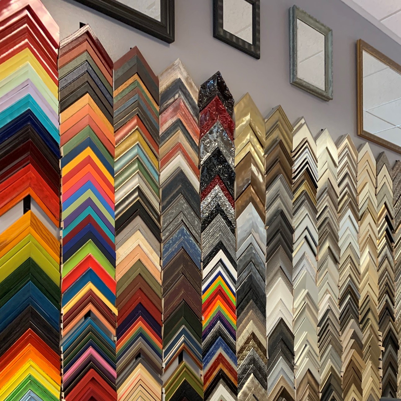 An image of a selection of frames at Artesian Custom Framing in Mill Creek WA